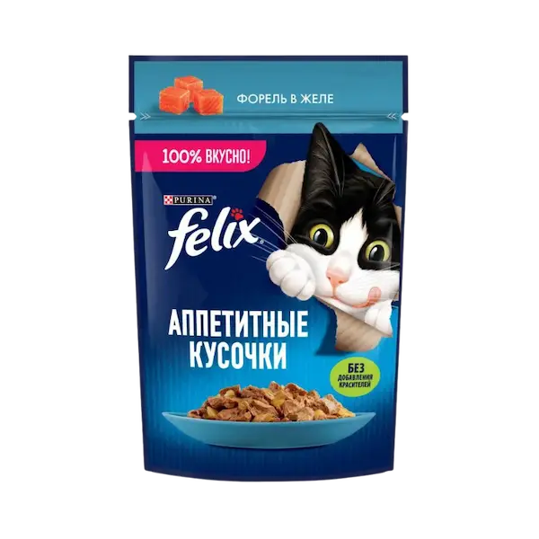 پوچ گربه بالغ طعم ماهی در ژله برند Felix فلیکس