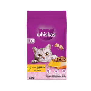 غذای خشک گربه بالغ طعم مرغ برند whiskas ویسکاس 1.9 کیلویی